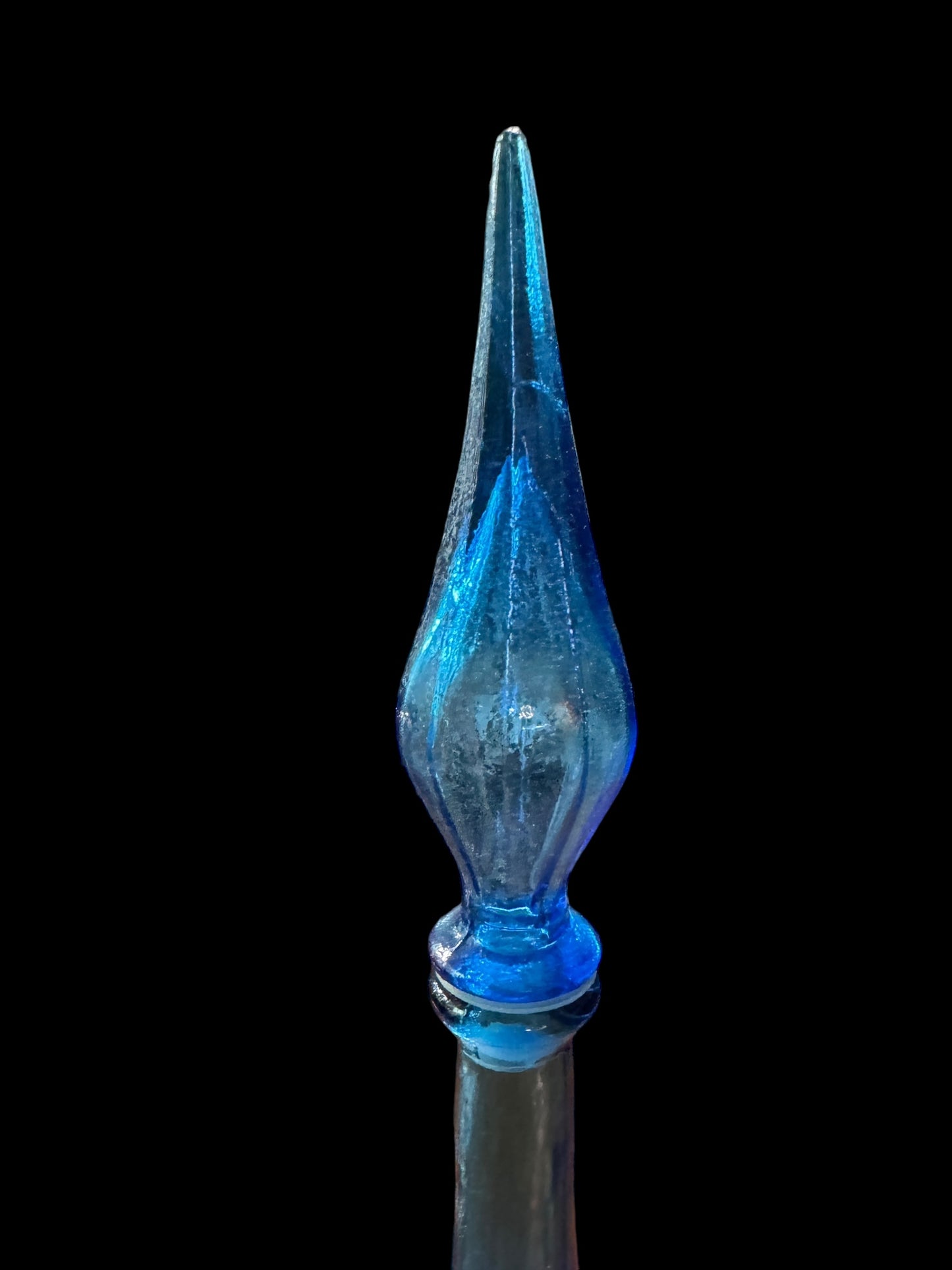 Empoli 23' Opalescent Blue Joker Harlequin Italian Decanter Genie Bottle w/ Stopper