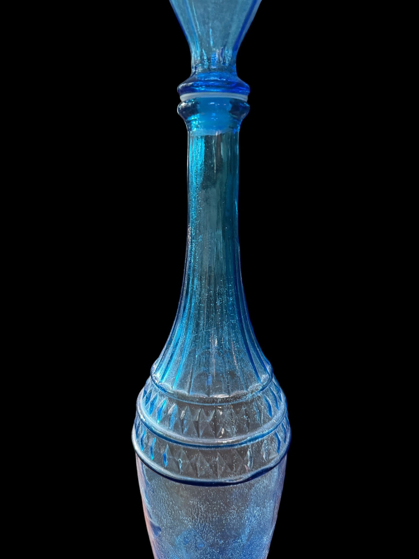 Empoli 23' Opalescent Blue Joker Harlequin Italian Decanter Genie Bottle w/ Stopper