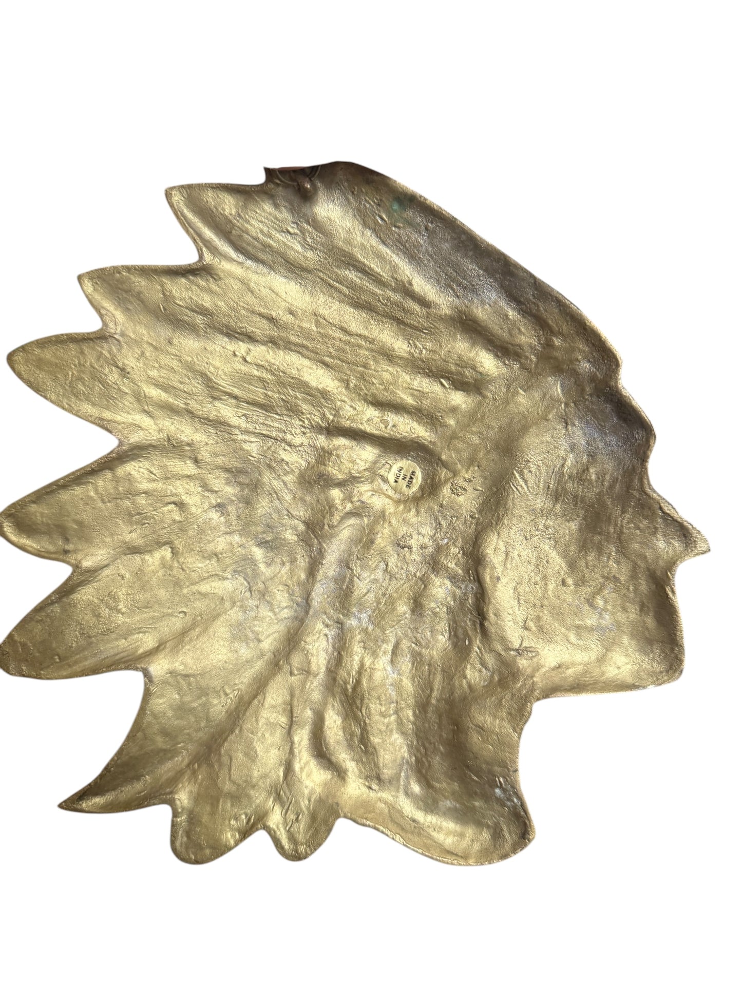 Vintage Large Solid Brass MCM Indian Head 10x10