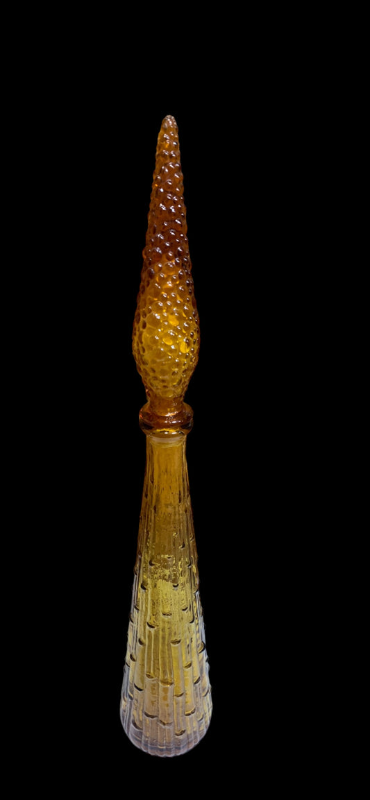 Empoli 22' Amber drip line Italian Decanter Genie Bottle w/ Stopper