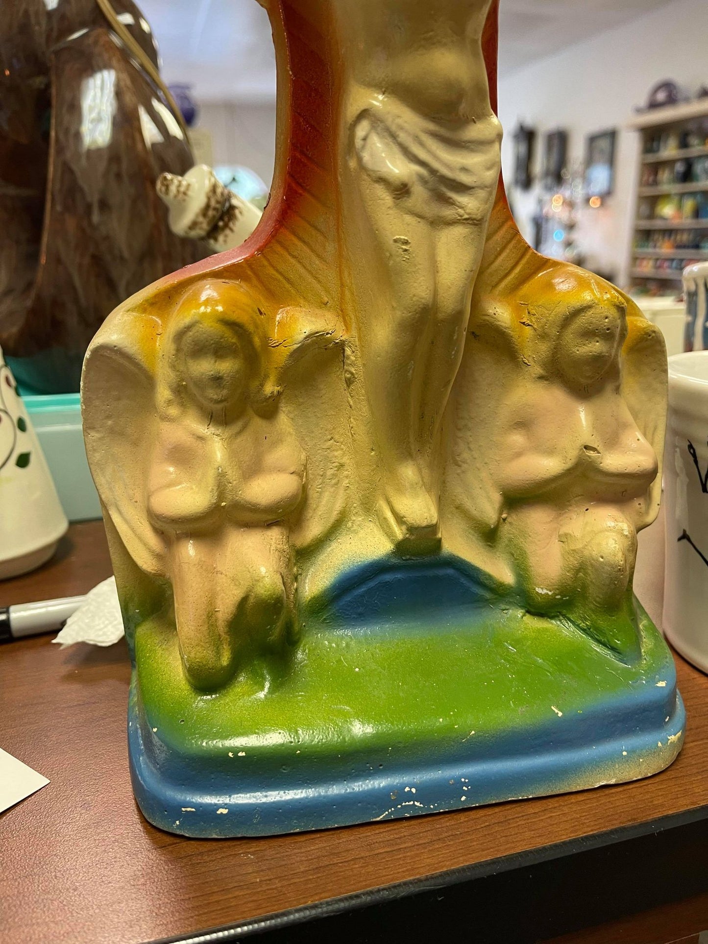 Chalkware Large Crusifiction Jesus and Angels
