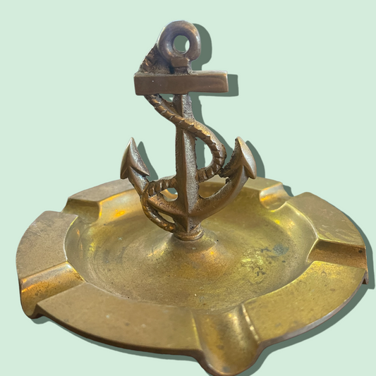 Vintage Brass Ship Boat Anchor Trinket Dish / Ashtray
