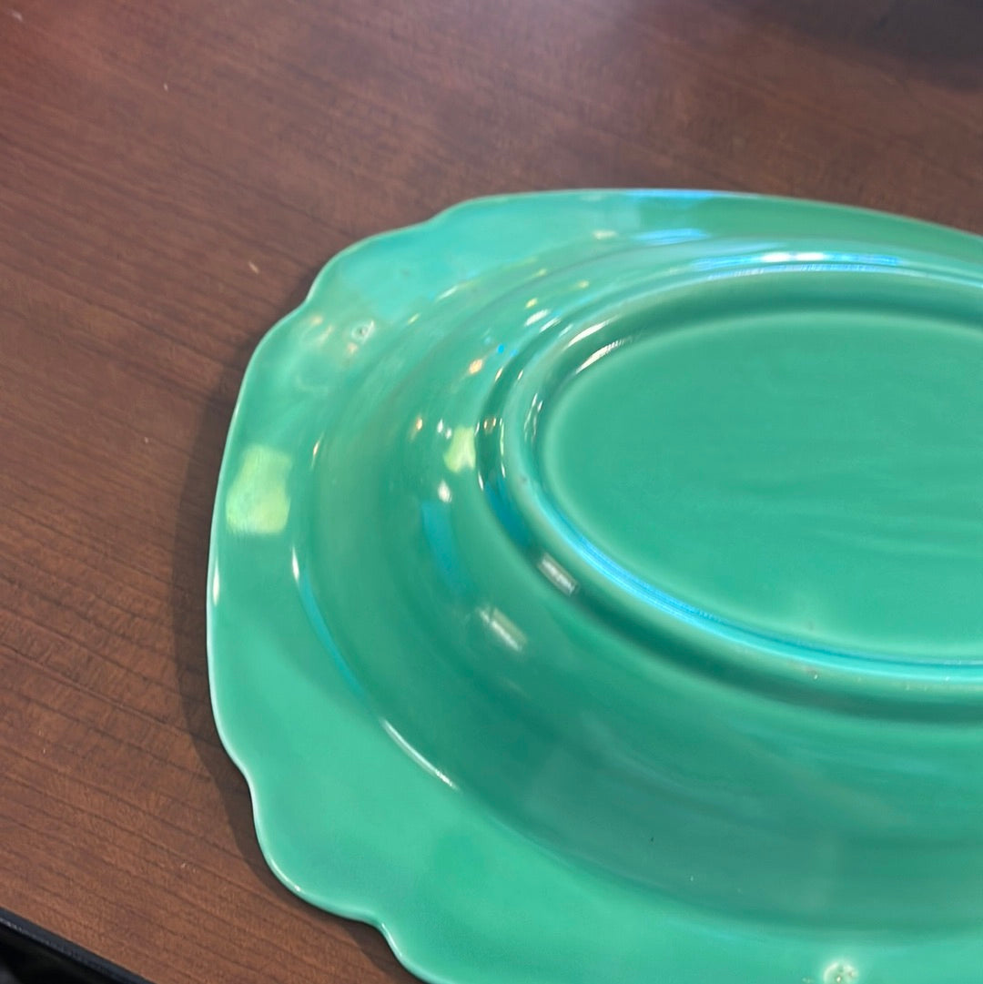 Riviera Green Nappy Bowl Curved Edge 9" Homer Laughlin