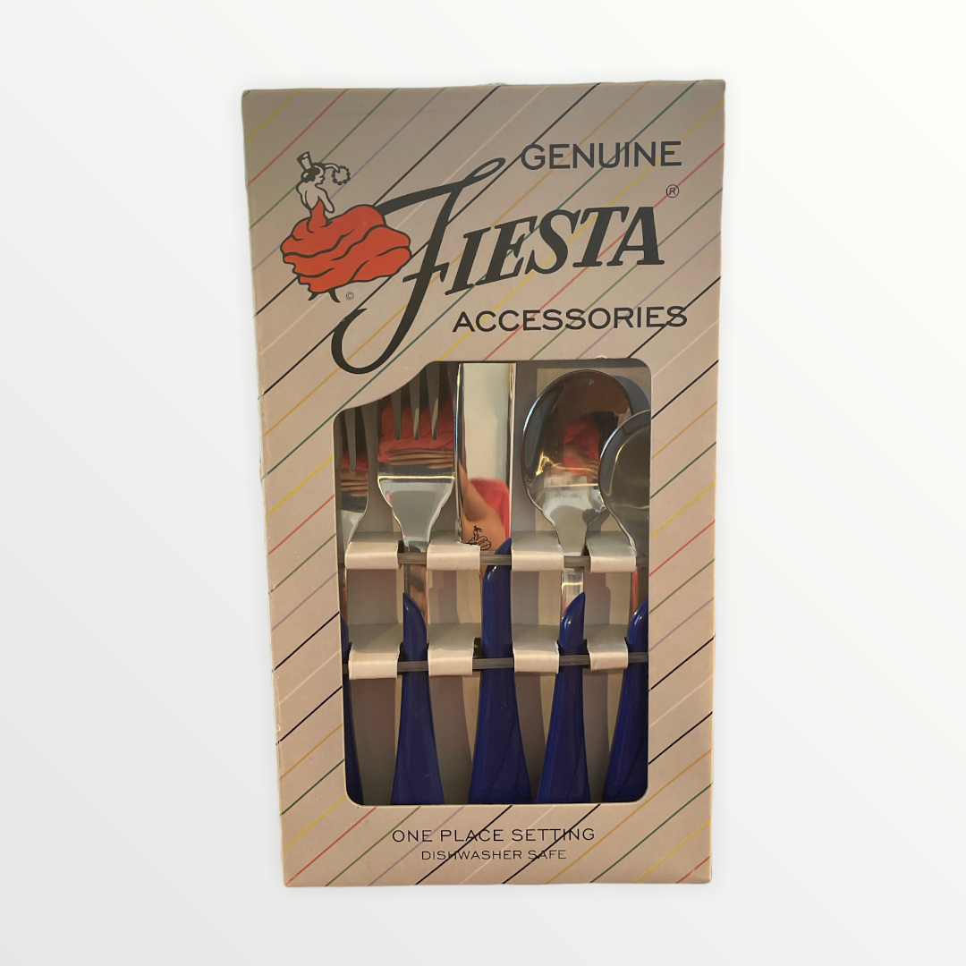 Fiesta Sapphire Swirl 5 piece Silverware Flatware Set NIB