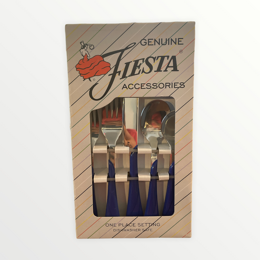 Fiesta Sapphire Swirl 5 piece Silverware Flatware Set NIB