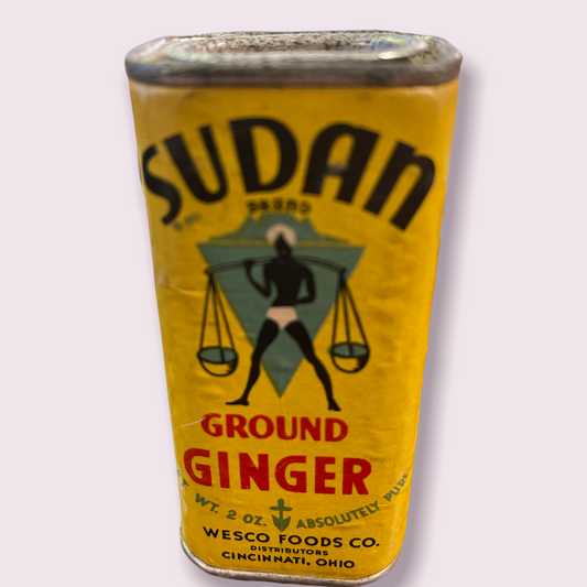 Vintage Sudan Ground Ginger Spice Tin Wesco Foods Co. Cincinatti Ohio