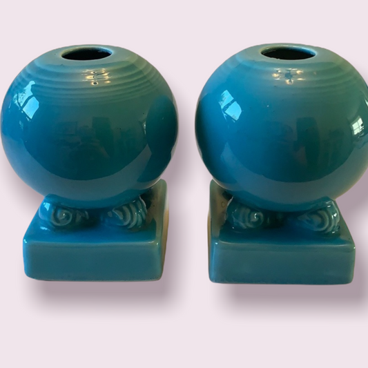 Vintage Fiesta Ball Candle Holders in Turquoise
