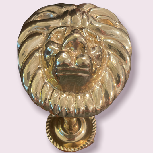 Vintage Brass Lion Head Pair Very Hollywood Regency MCM