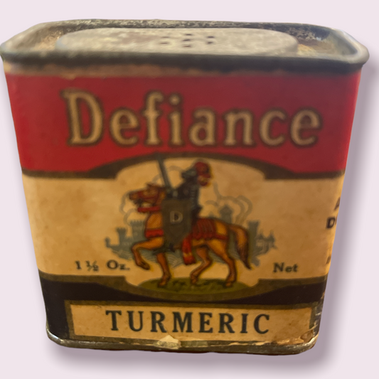 Vintage Spice Tin Defiance Turmeric Associated Food Dist. Co. Coldwater MI