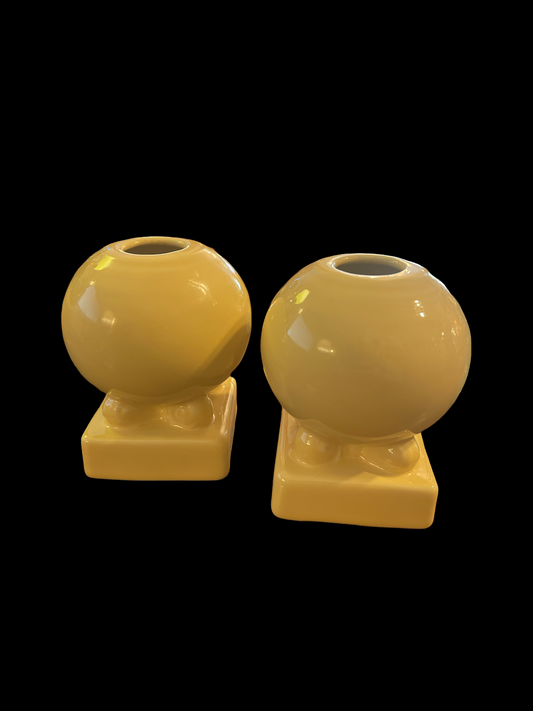 Fiesta Bulb Candle Holder Pair in Pale Yellow +Like New+