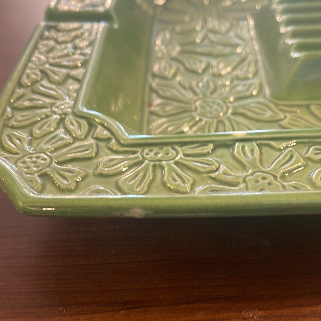 Vintage Square Ashtray in Green 10' Bohemian Mid Century Modern Boho MCM