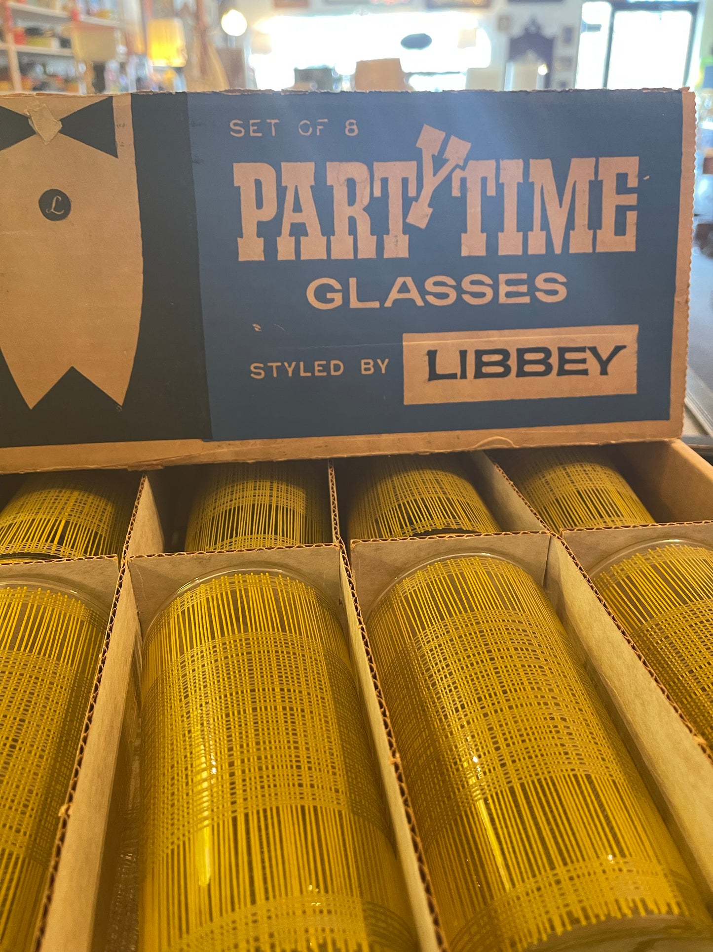 Vintage 8 1/2 oz Libbey Party Time Glasses in the THREADS Pattern NEW Set of 8