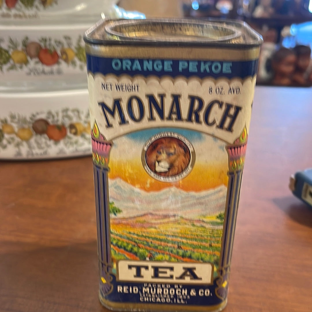 Vintage Large Monarch Tea Spice Tin Reid Murdoch Co Chicago Il 8oz