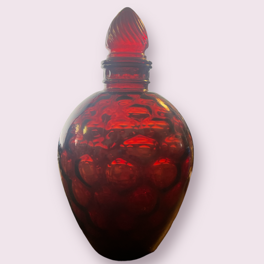 Wheaton Red Optic Honeycomb Decanter / Vase Mid Century Modern
