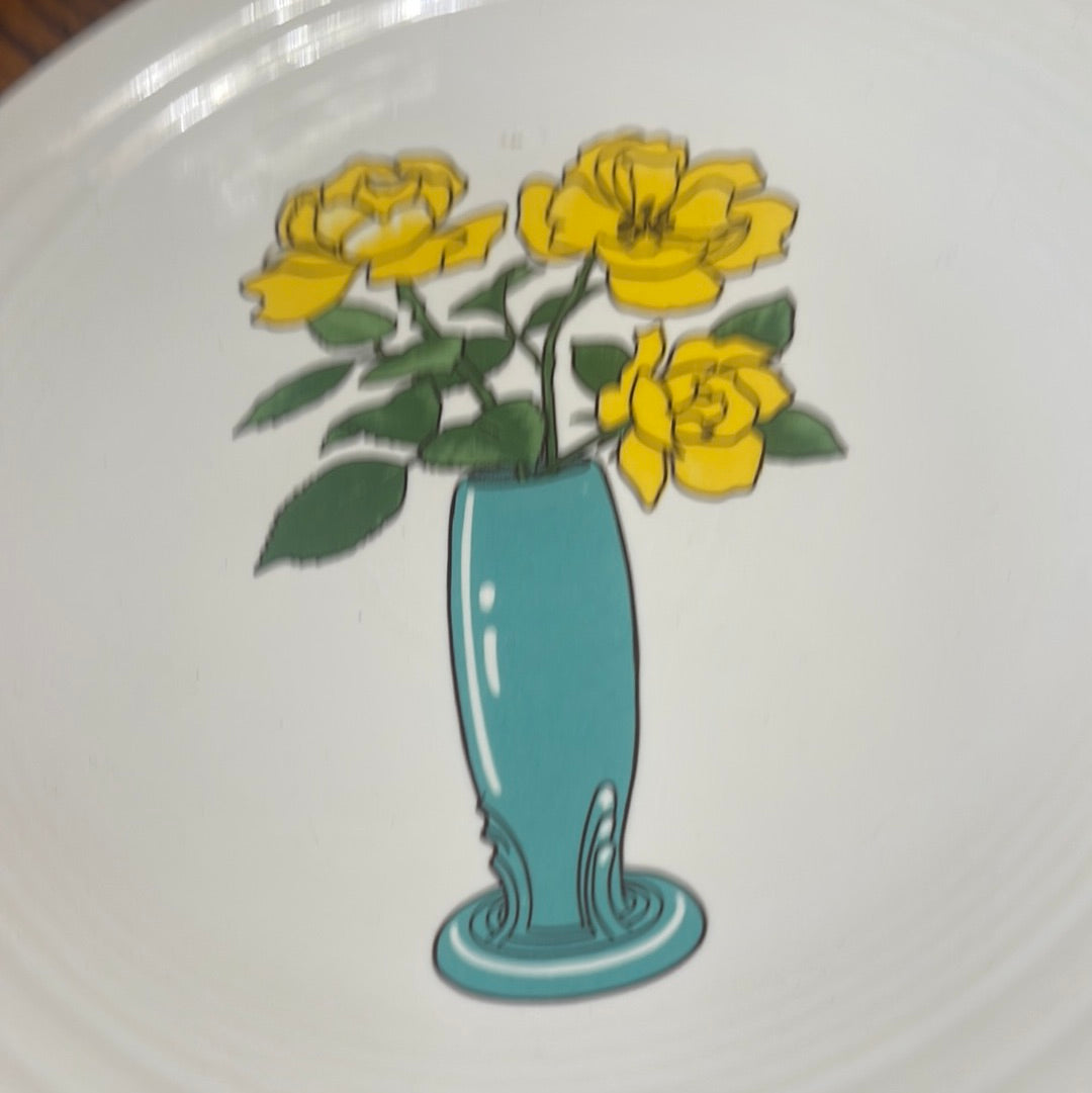 Fiesta Flowers Decal Turquoise Rose Bud Vase Exclusive 9” Luncheon