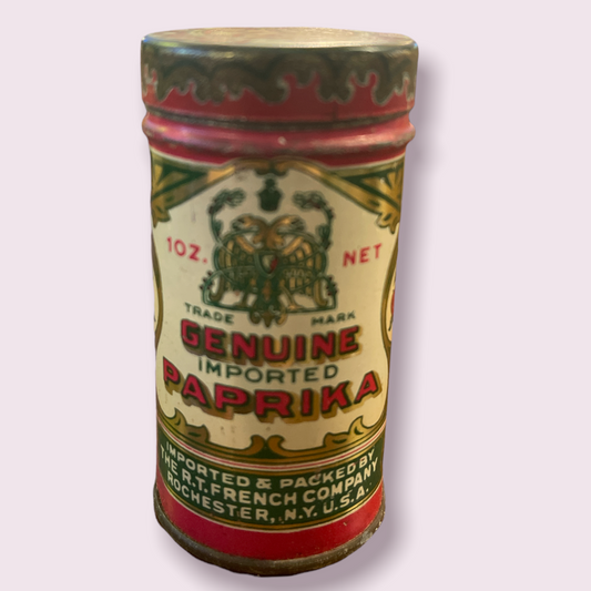 Vintage Frenchs Genuine Paprika Spice Tin Round 3' Rochester Ny R.T French