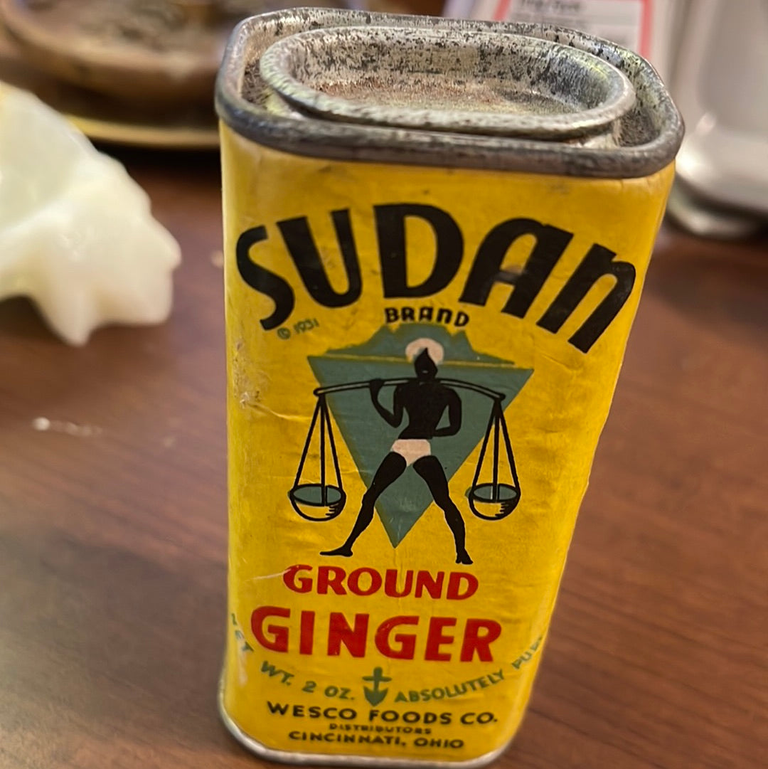 Vintage Sudan Ground Ginger Spice Tin Wesco Foods Co. Cincinatti Ohio