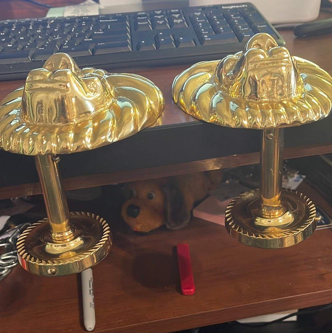 Vintage Brass Lion Head Pair Very Hollywood Regency MCM