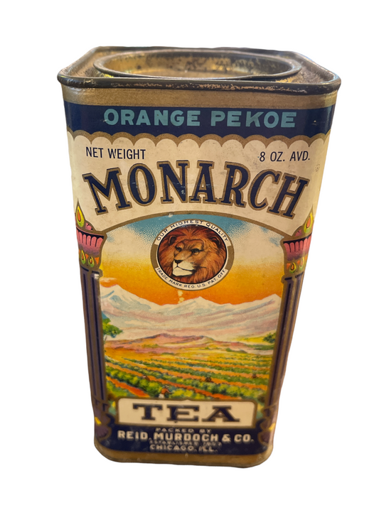 Vintage Large Monarch Tea Spice Tin Reid Murdoch Co Chicago Il 8oz