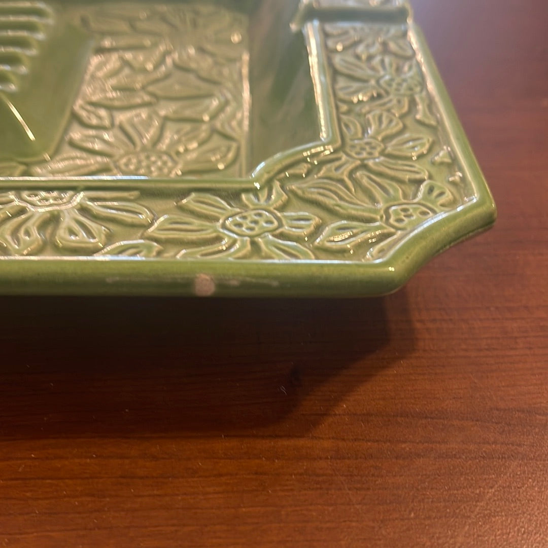 Vintage Square Ashtray in Green 10' Bohemian Mid Century Modern Boho MCM