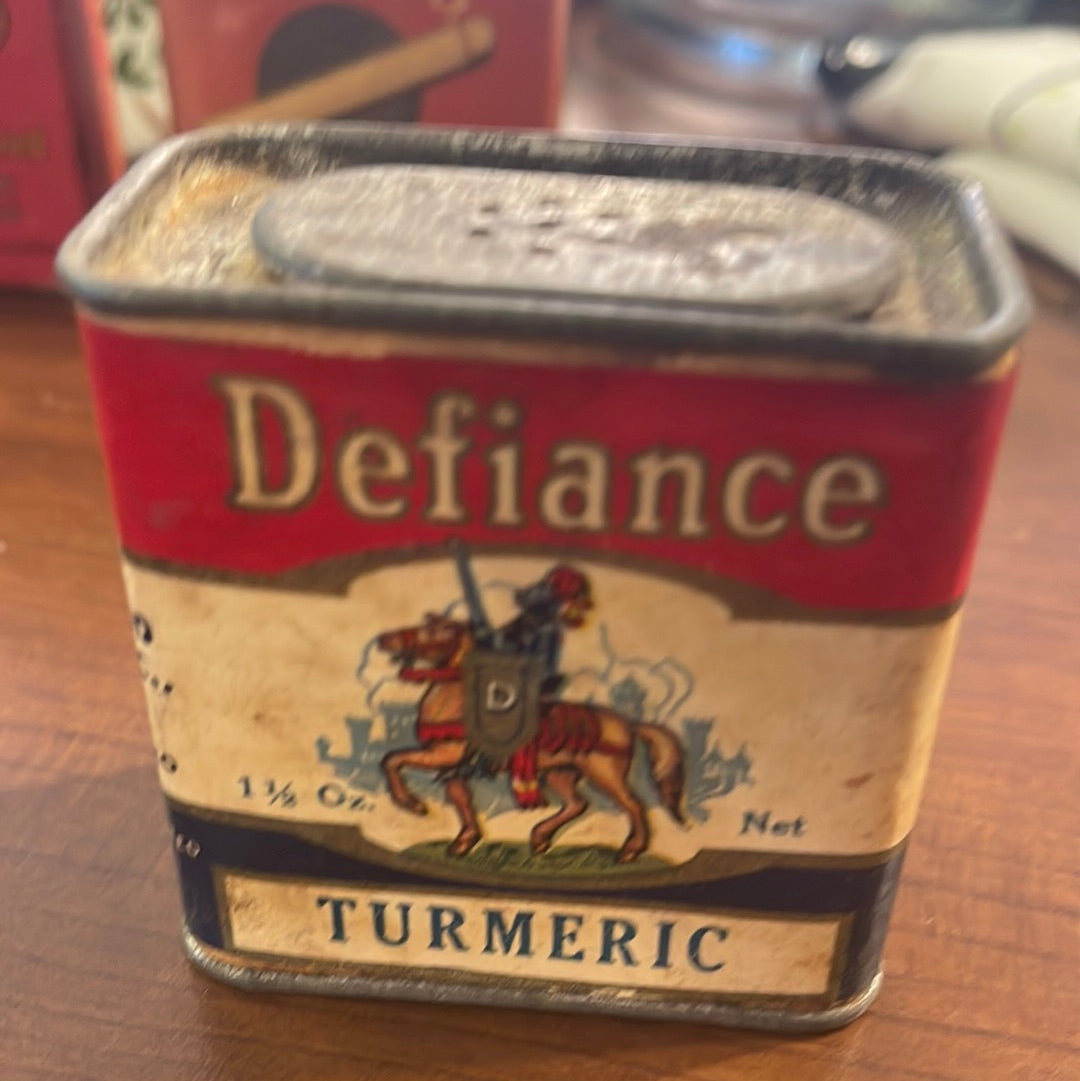 Vintage Spice Tin Defiance Turmeric Associated Food Dist. Co. Coldwater MI