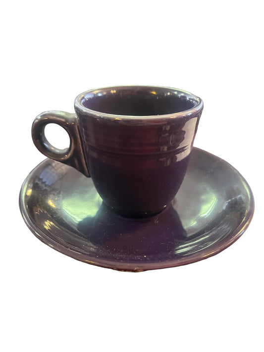 Fiesta Plum Ring Handle Demitasse Demi Cup and Saucer