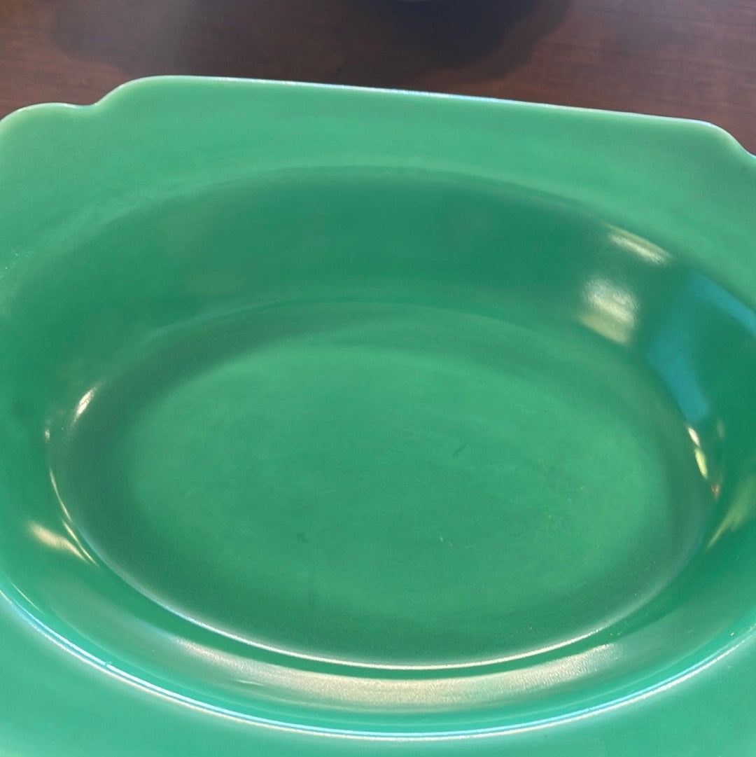 Riviera Green Nappy Bowl Curved Edge 9" Homer Laughlin