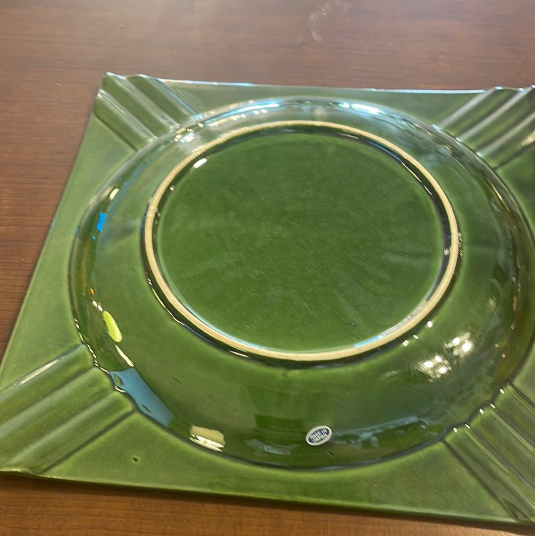 Vintage Square Ashtray in Green 10' Bohemian Mid Century Modern Boho MCM