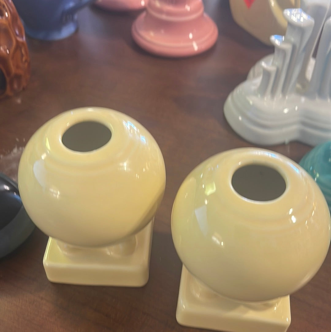 Fiesta Bulb Candle Holder Pair in Pale Yellow +Like New+