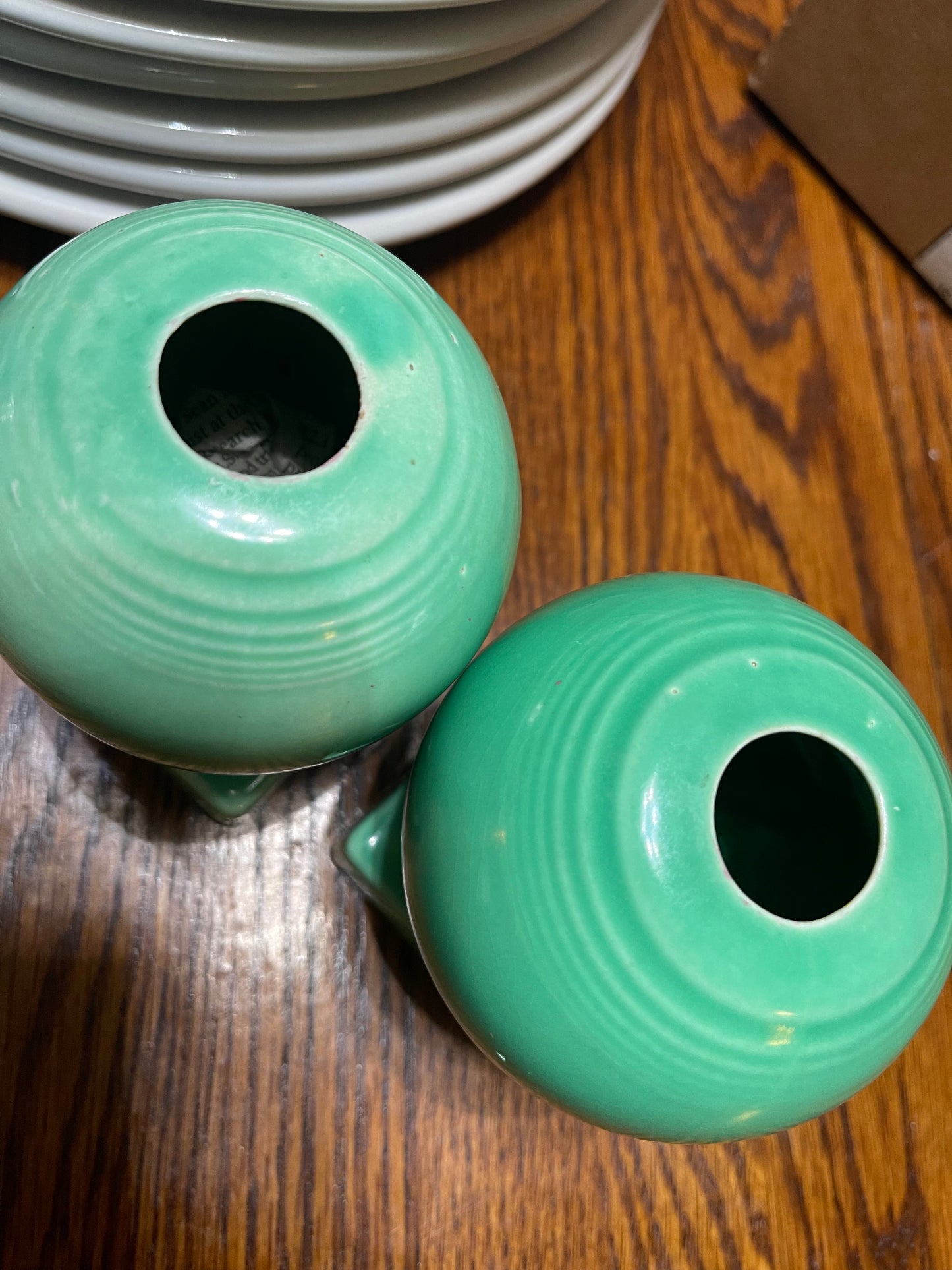 Vintage Fiesta Ball Candle Holders in Green