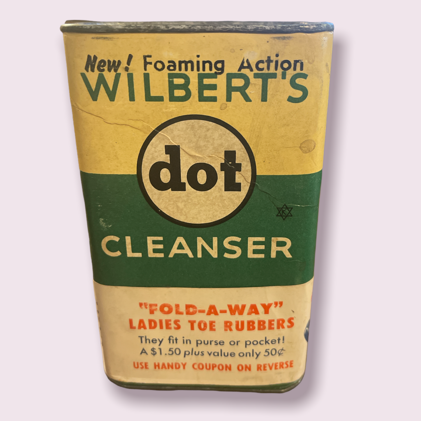 Vintage Household Advertising Tin Can Wilberts Cleanser Unopened Full PROP 5 x 3.25