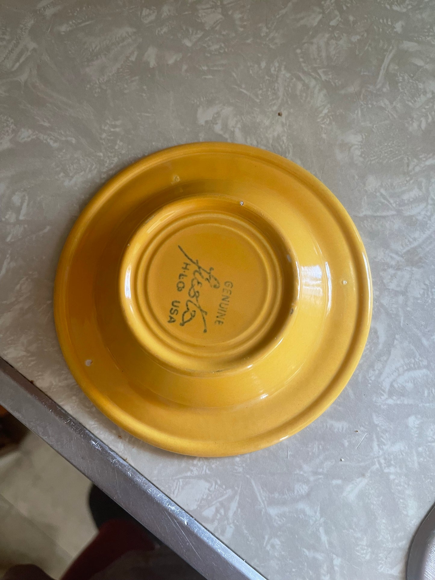 Vintage Fiesta Ashtray in Yellow Later Version - Stamped