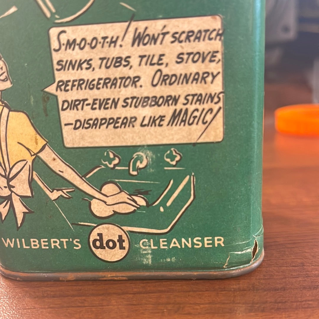 Vintage Household Advertising Tin Can Wilberts Cleanser Unopened Full PROP 5 x 3.25