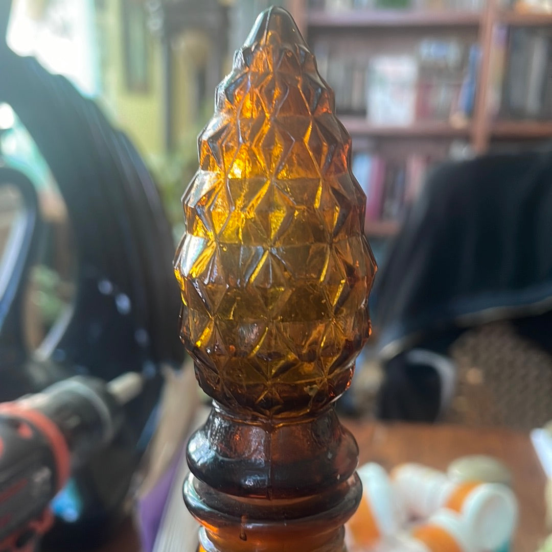 Empoli 14' Amber Diamond Italian Decanter Genie Bottle w/ Stopper