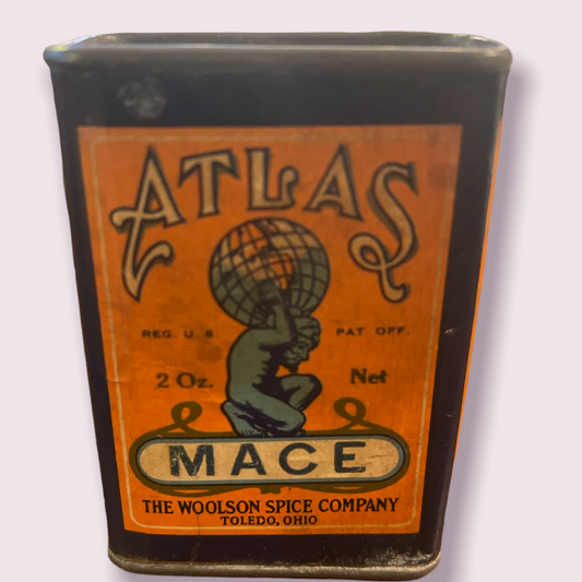 Vintage Atlas Mace Woolson Spice Tin Toledo Ohio