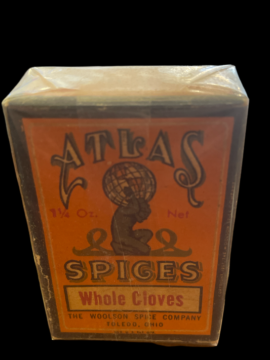 Vintage Atlas Spices Whole Cloves Woolson Spice Box Toledo Ohio