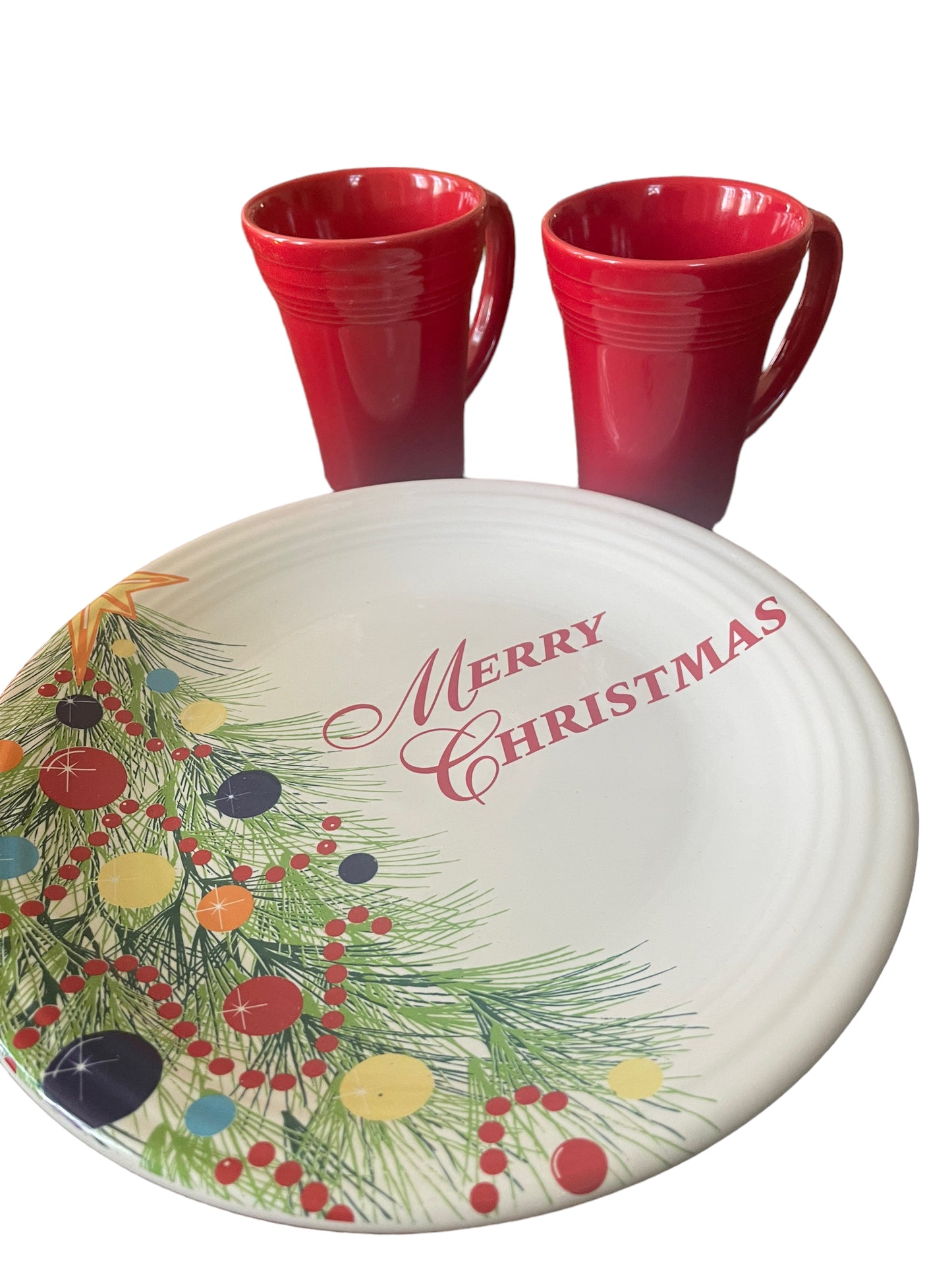 Fiesta Salary Employee 2018 Holiday Xmas Chop Plate with 2 Bistro Latte Mugs