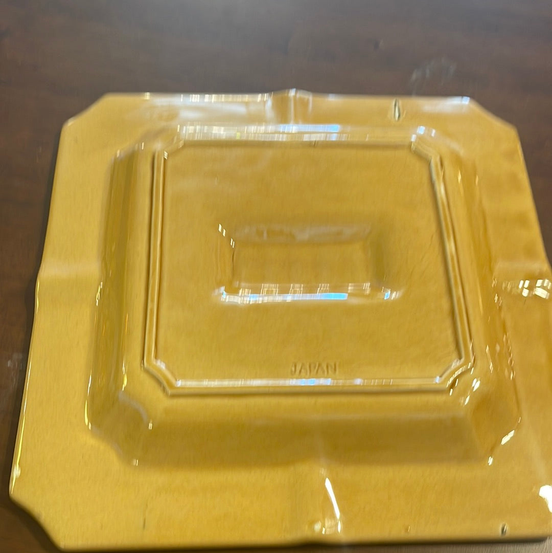 Vintage Square Ashtray in Yellow 10' Bohemian Mid Century Modern Boho MCM