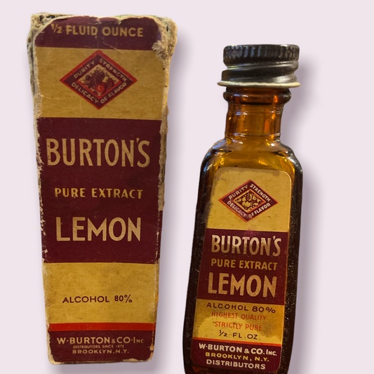 Vintage Burtons Lemon Spice Bottle w/ box W. Burton and Co. Brooklyn NY