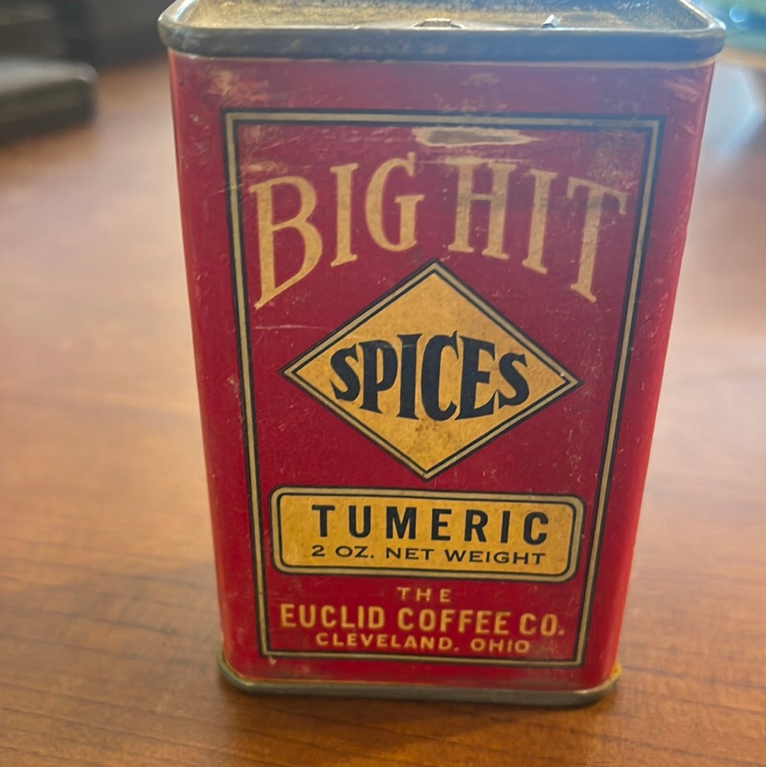 Vintage Big Hit Spice Tin for Euclid Coffee Co Tumeric Cleveland OH