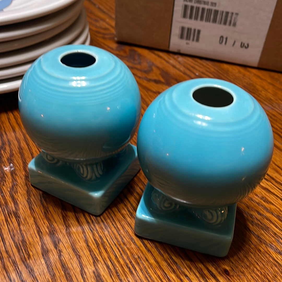 Vintage Fiesta Ball Candle Holders in Turquoise