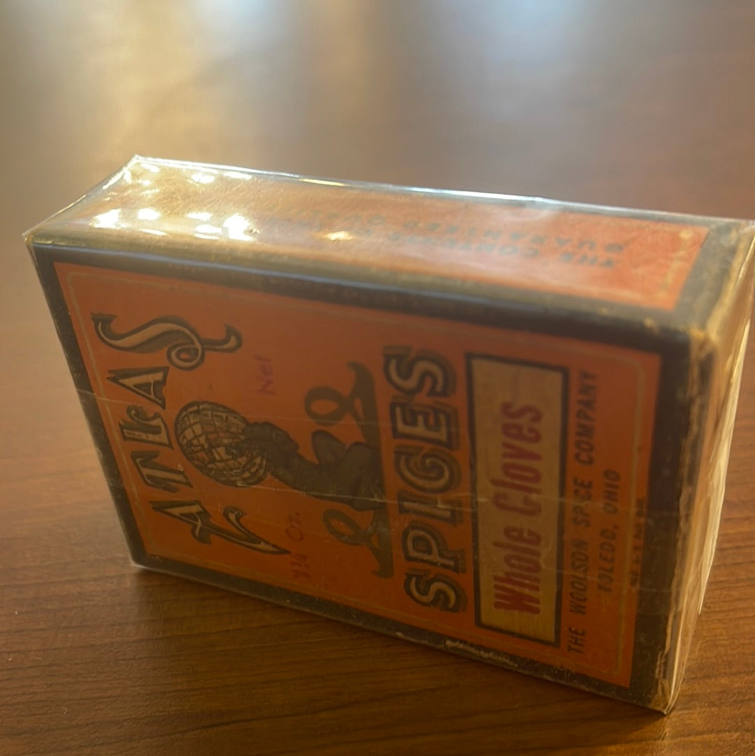 Vintage Atlas Spices Whole Cloves Woolson Spice Box Toledo Ohio