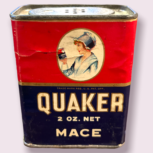 Vintage Quaker Mace Spice Tin Lee & Cady Distributors, Detroit Mi