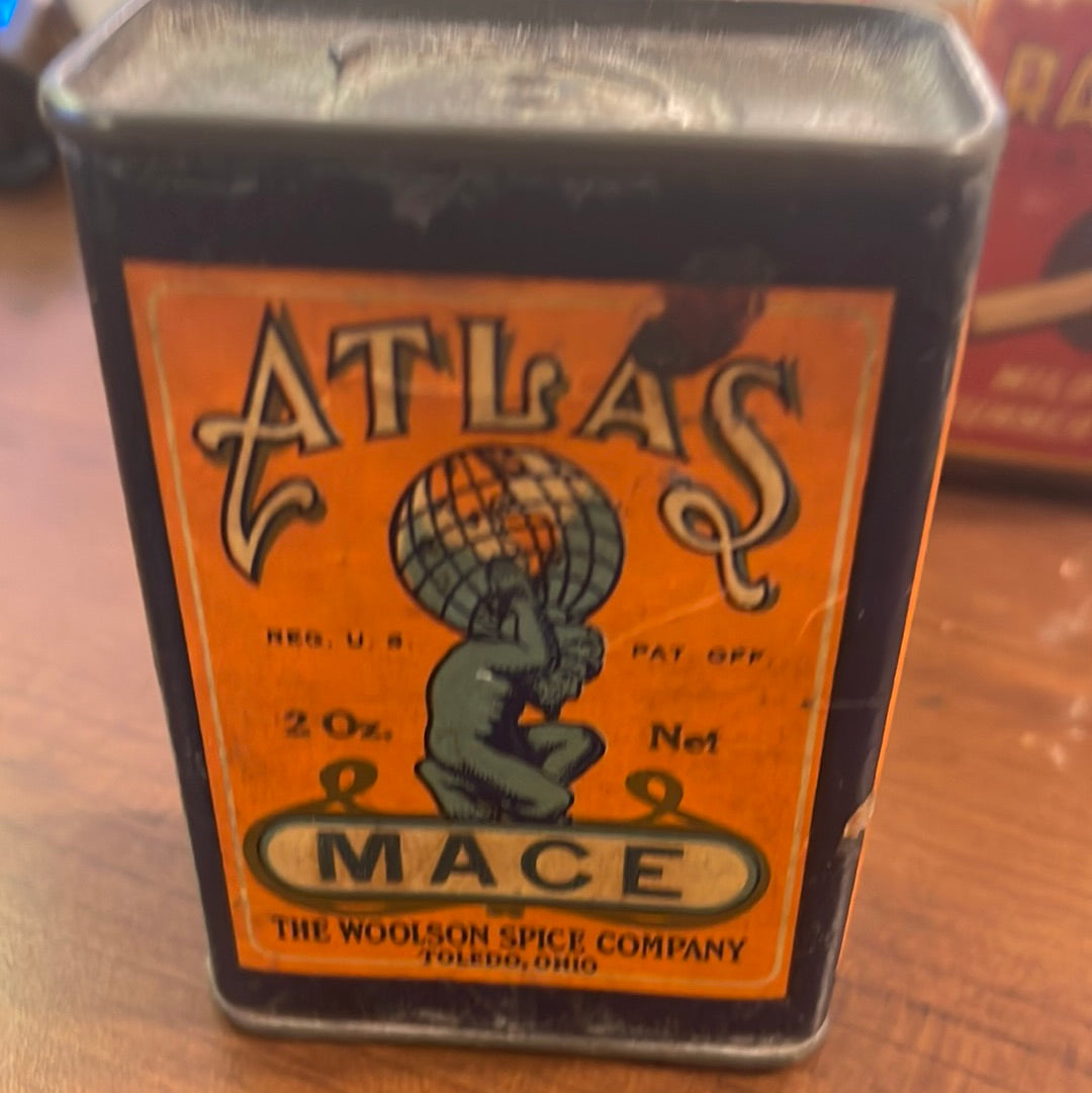 Vintage Atlas Mace Woolson Spice Tin Toledo Ohio