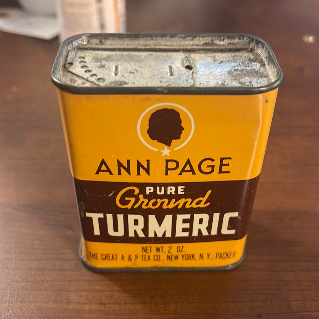 Vintage Spice Tin Ann Page Tumeric A&P Tea Co. Ny New York