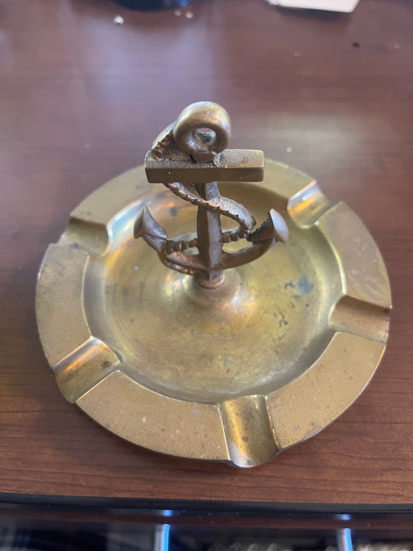 Vintage Brass Ship Boat Anchor Trinket Dish / Ashtray