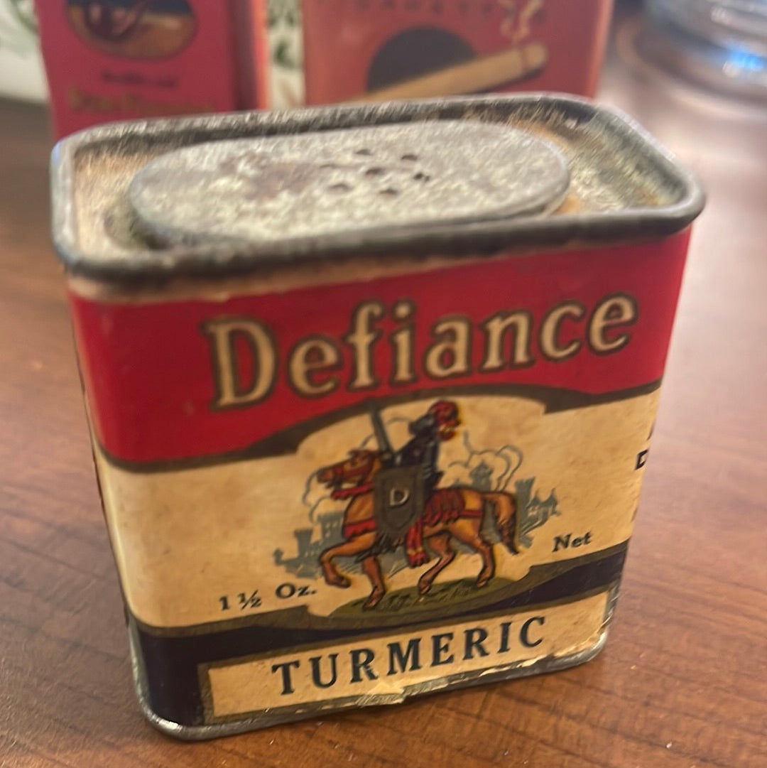 Vintage Spice Tin Defiance Turmeric Associated Food Dist. Co. Coldwater MI