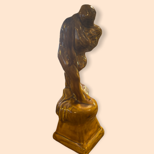 Vintage MCM Naked Man & Woman Lovers Embrace Ceramic Statue