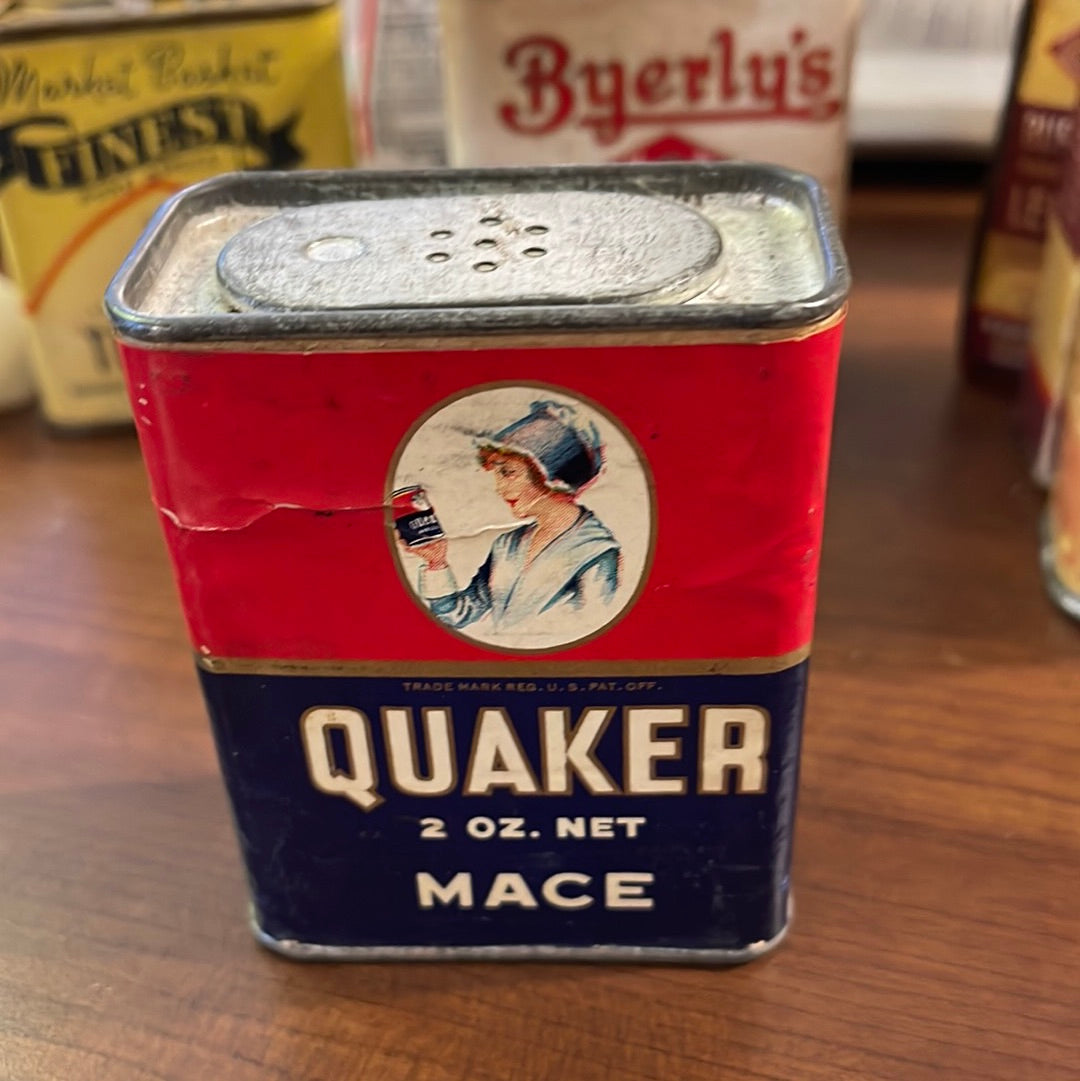 Vintage Quaker Mace Spice Tin Lee & Cady Distributors, Detroit Mi