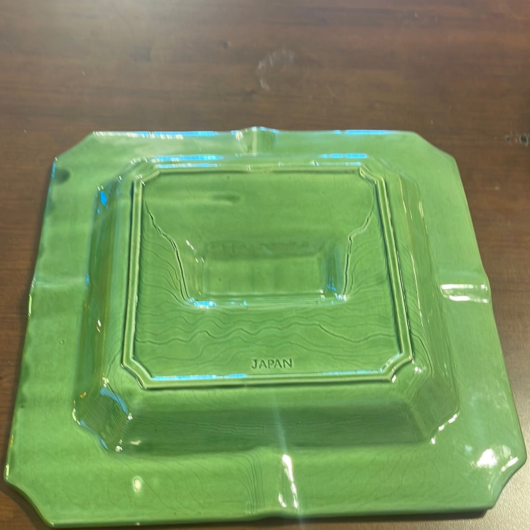 Vintage Square Ashtray in Green 10' Bohemian Mid Century Modern Boho MCM